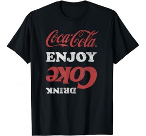 Coca Cola Enjoy Upside Down Drink Coke Text Logo T-Shirt